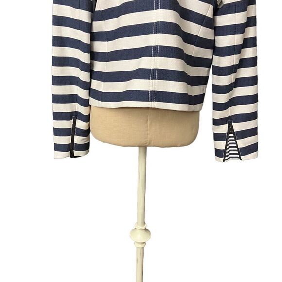 Banana Republic - Moto Jacket- Navy/White Striped / SZ: 8 NWT - Picture 7 of 11